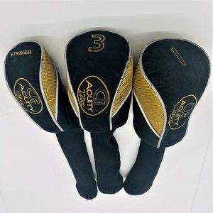 (3) Acuity Black & Gold Golf Club Protective Head Covers 125cc-220cc-290cc
